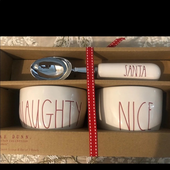 ❌SOLD❌ Rae Dunn Naughty/Nice Ice Cream Set - Picture 2 of 3